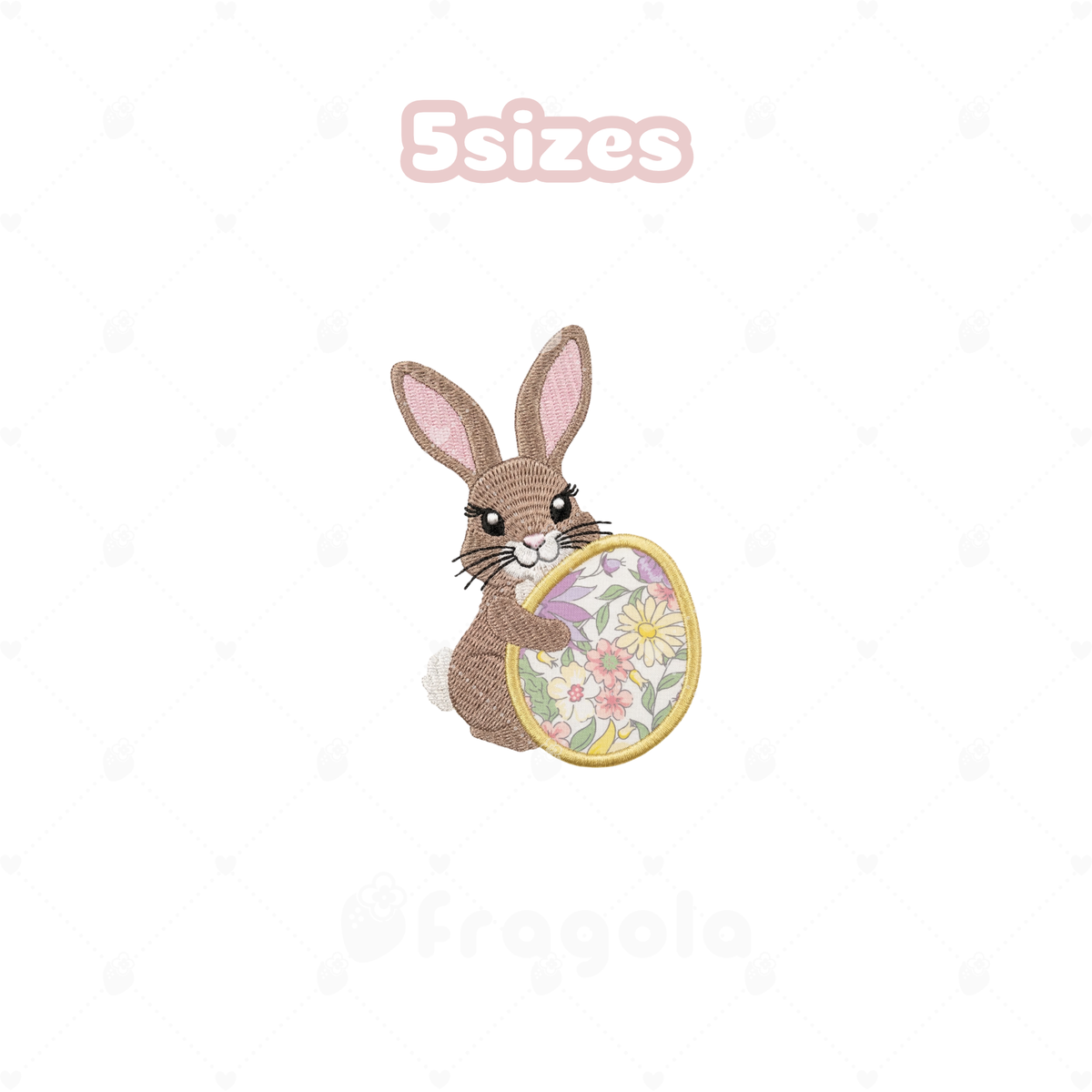 イースターバニーのアップリケ刺繍データセット(5サイズ)