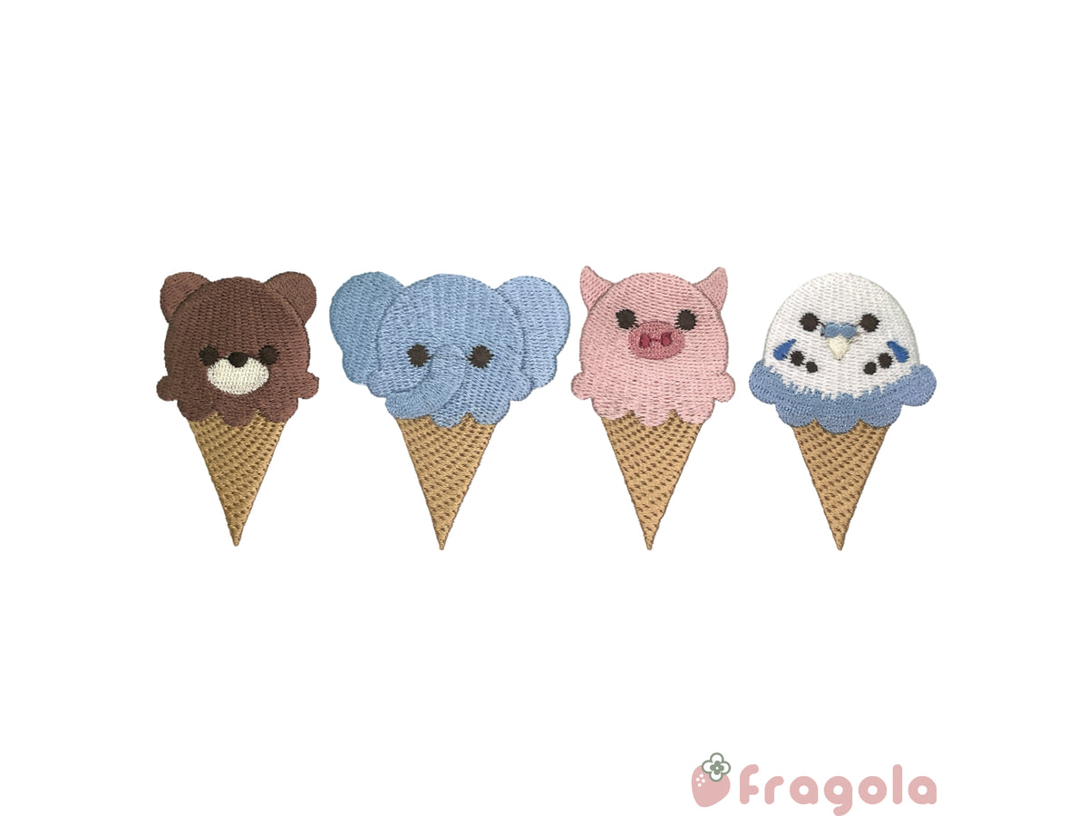 アニマルアイスクリーム刺繍データセット(20ファイル)