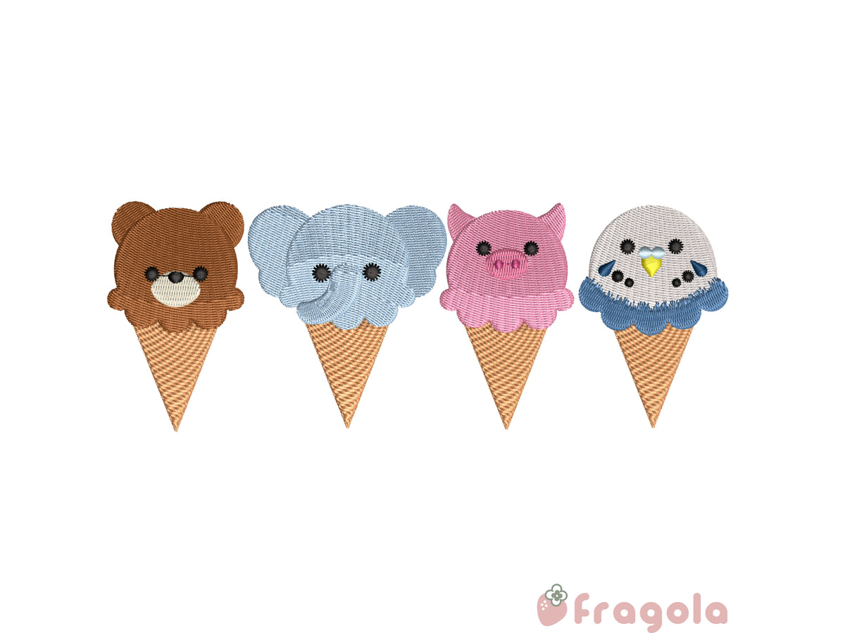 アニマルアイスクリーム刺繍データセット(20ファイル)
