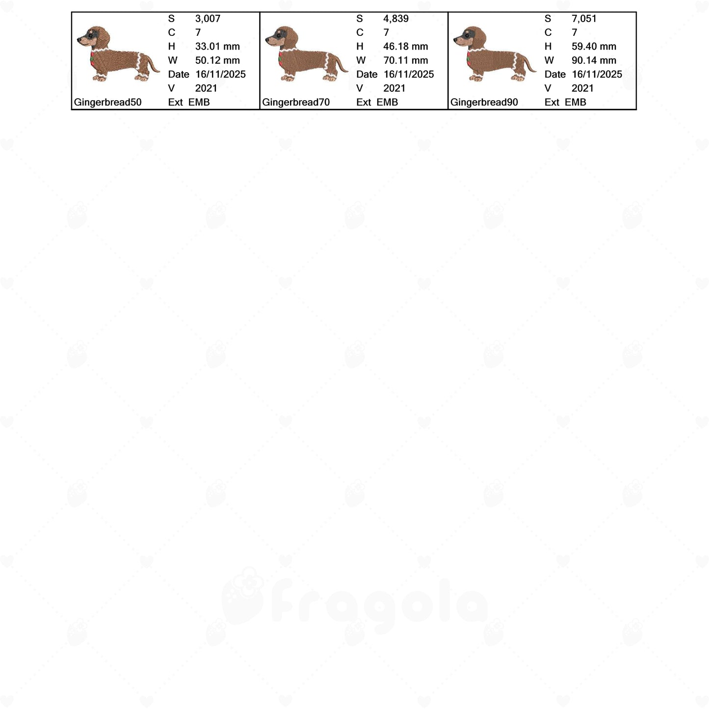 クリスマスダックス刺繍データセット