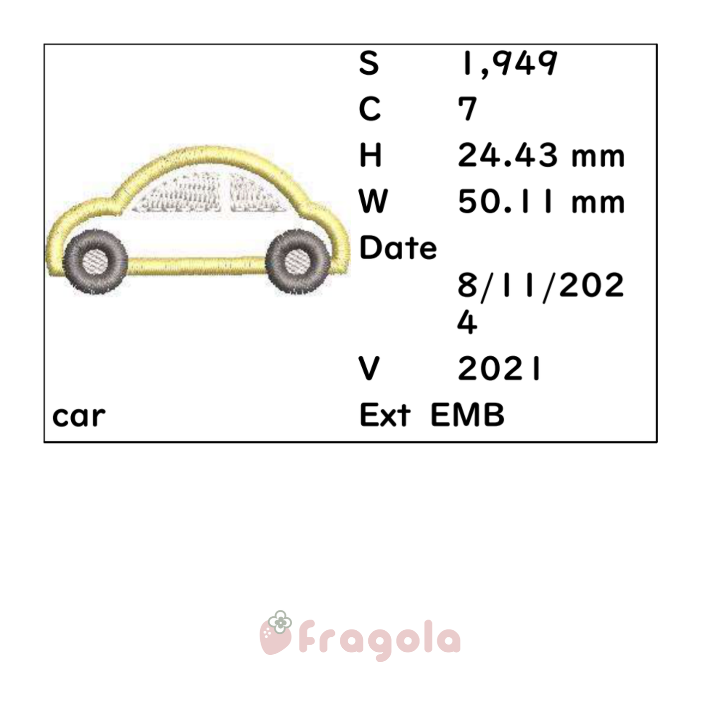 車のアップリケ(クーポンコード練習用)