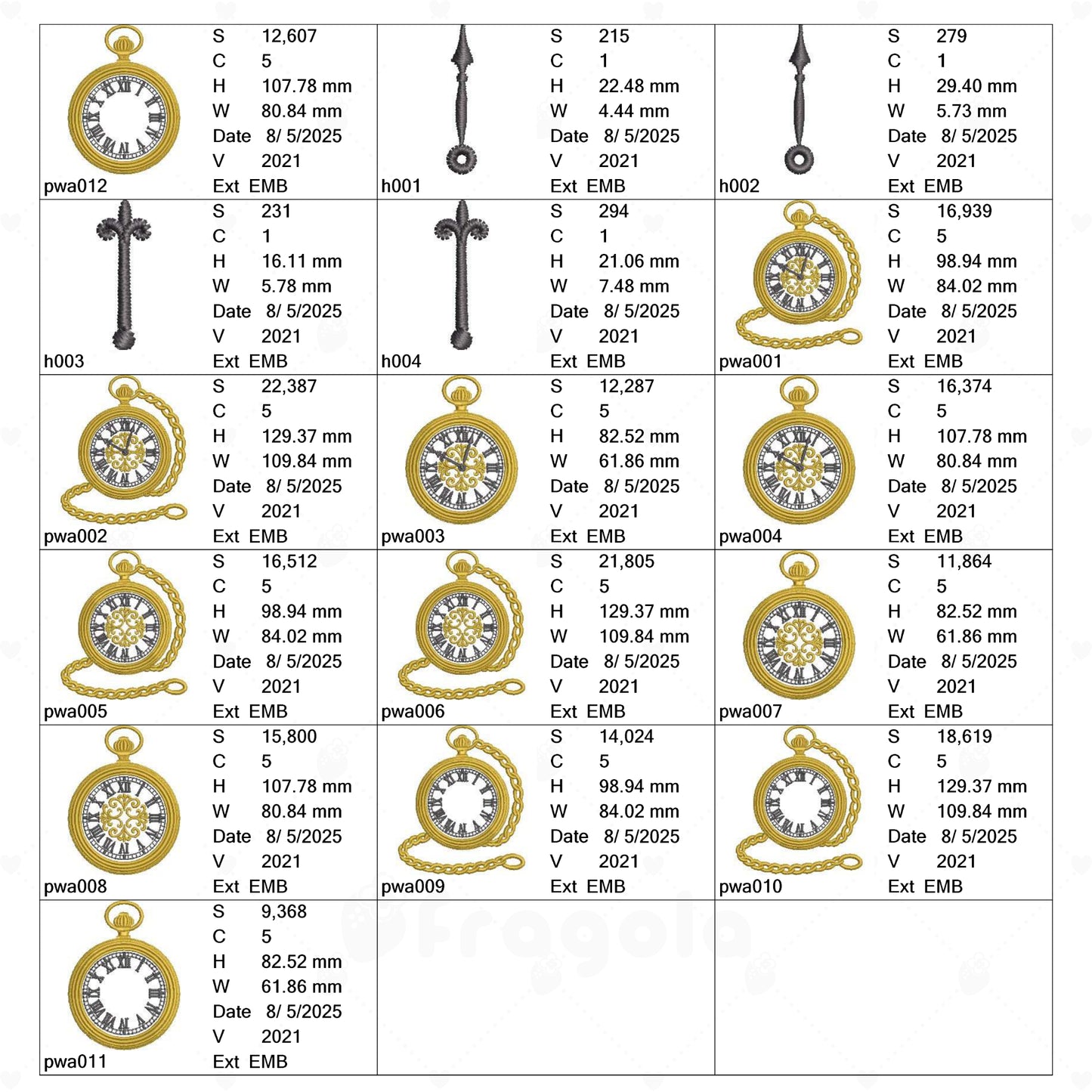 懐中時計アップリケセット