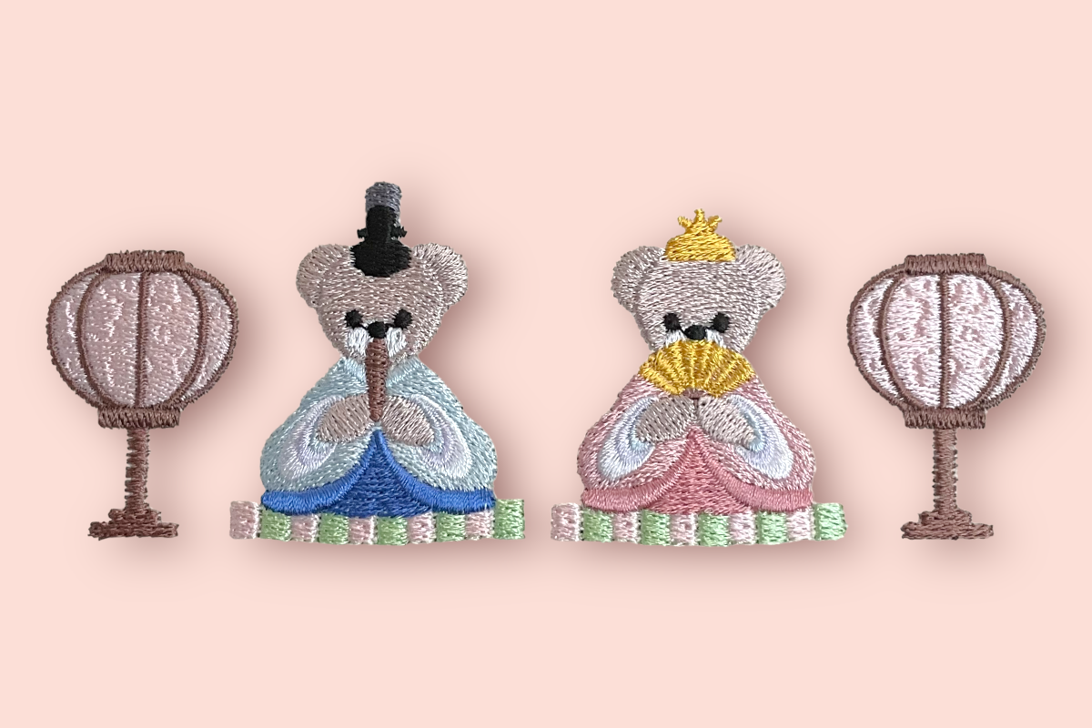 ひな祭りのくま 刺繍データセット(8ファイル)