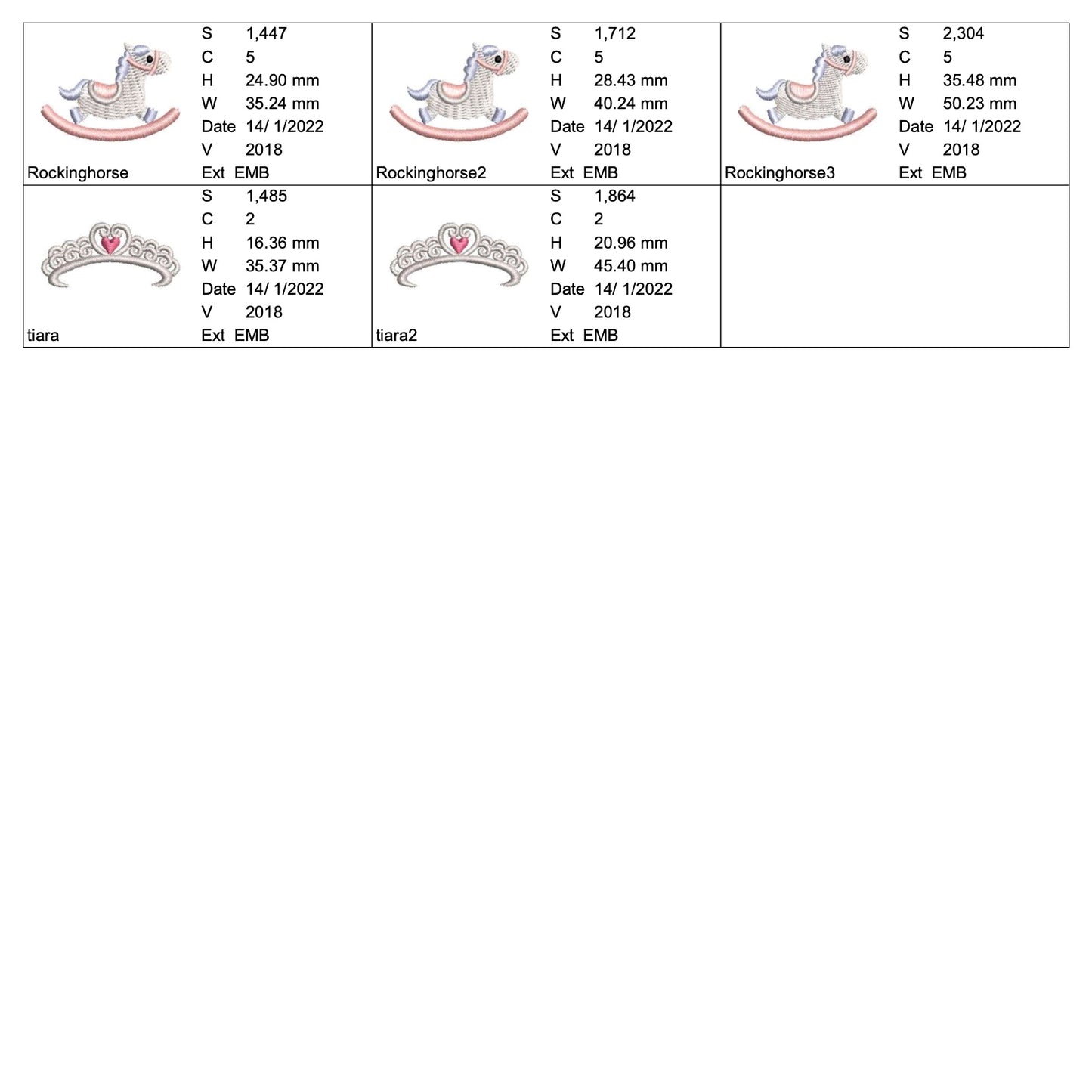 ベビーアイテム刺繍データセット