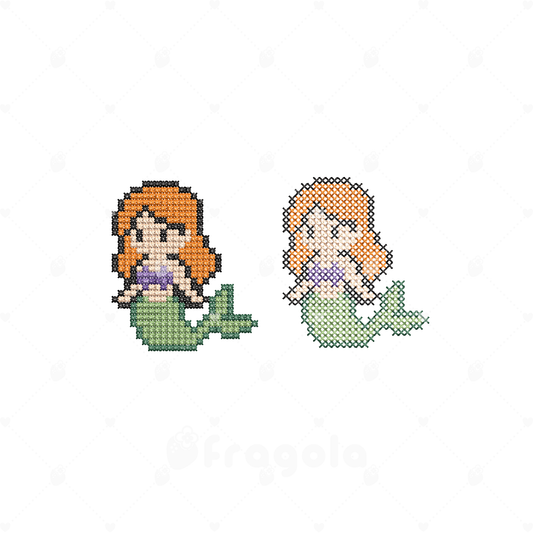 マーメイド クロスステッチ＆ピクセル風 刺繍データセット（6ファイル）