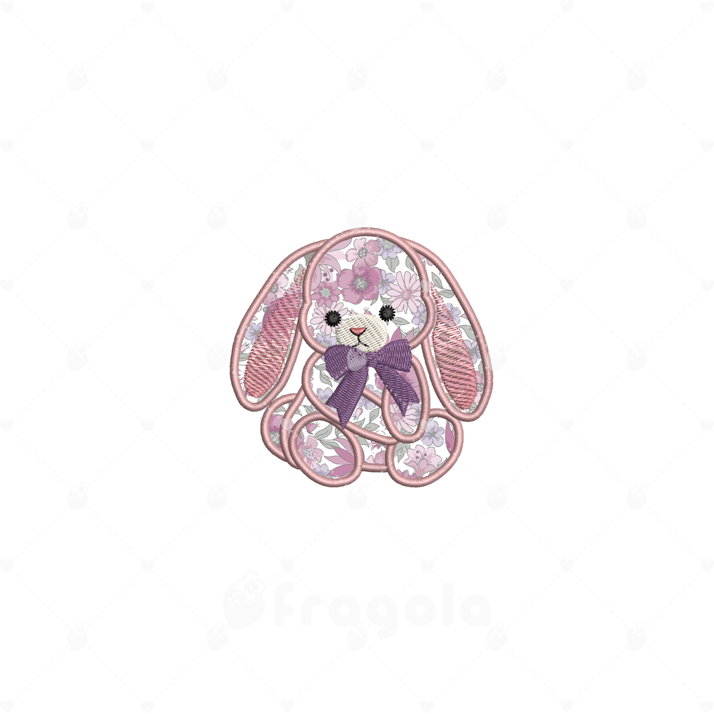 ロップイヤーうさぎアップリケ刺繍データ（5ファイル）