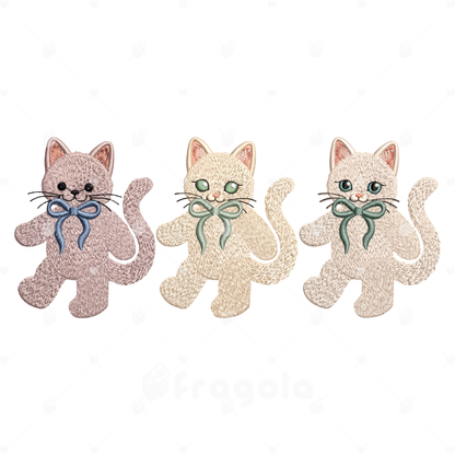 おめかし子猫の刺繍データセット（4サイズ・瞳のバリエーション全9ファイル）
