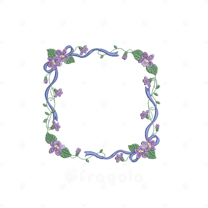 スミレとリボンのフレーム刺繍データセット（11ファイル）