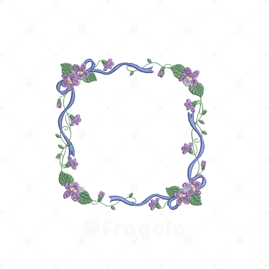 スミレとリボンのフレーム刺繍データセット（11ファイル）