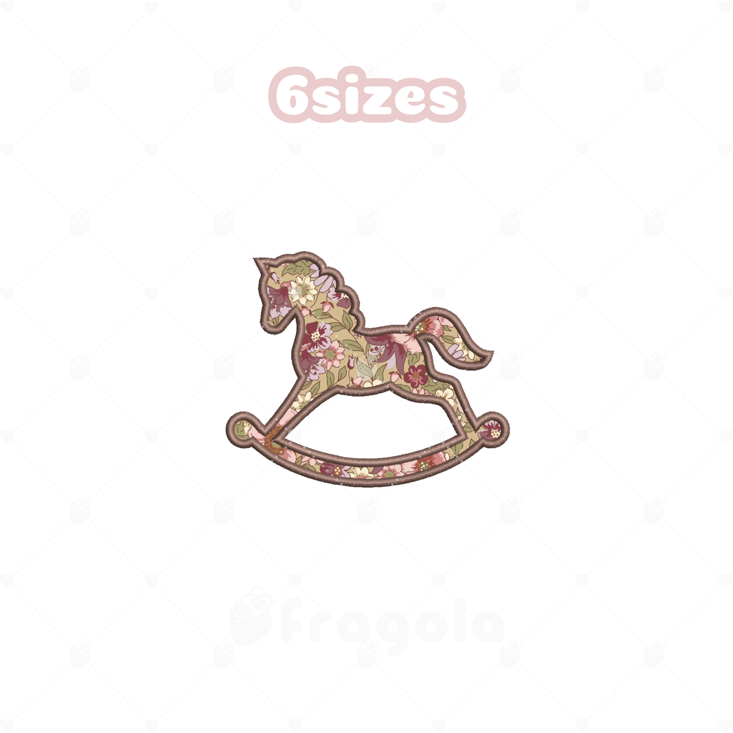 ロッキングホース アップリケ刺繍データセット（6サイズ）
