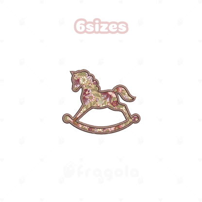 ロッキングホース アップリケ刺繍データセット（6サイズ）