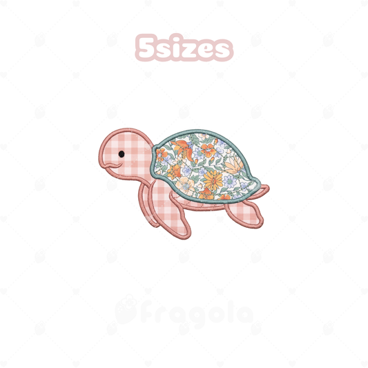 カメの刺繍データセット（7ファイル）アップリケ＆通常タイプ