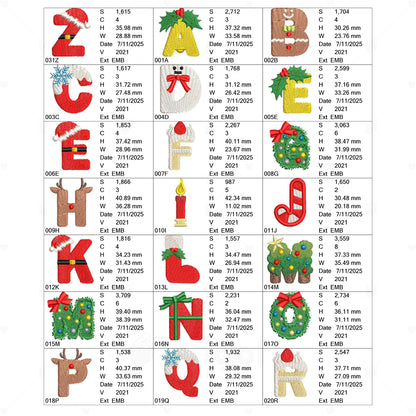 🎄 クリスマスアルファベット刺繍データセット（A〜Z／全3サイズ）