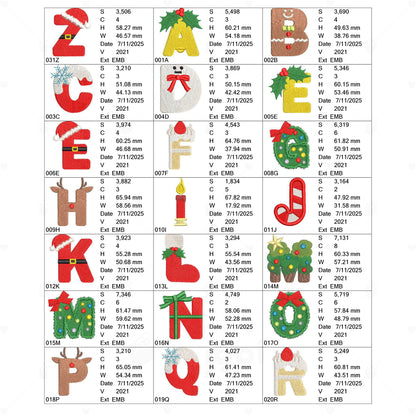 🎄 クリスマスアルファベット刺繍データセット（A〜Z／全3サイズ）