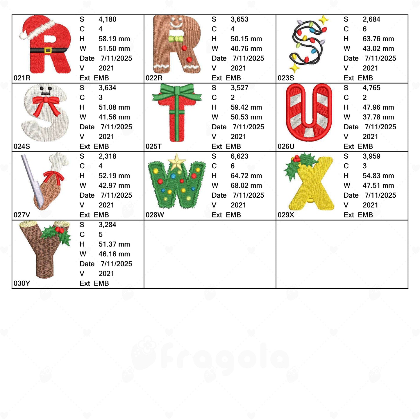 🎄 クリスマスアルファベット刺繍データセット（A〜Z／全3サイズ）