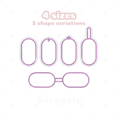 刺繍キーホルダーデータセット《縦長オーバル5種×4サイズ》