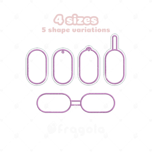 刺繍キーホルダーデータセット《縦長オーバル5種×4サイズ》