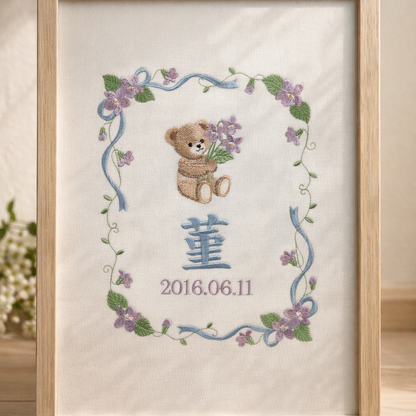 スミレとリボンのフレーム刺繍データセット（11ファイル）