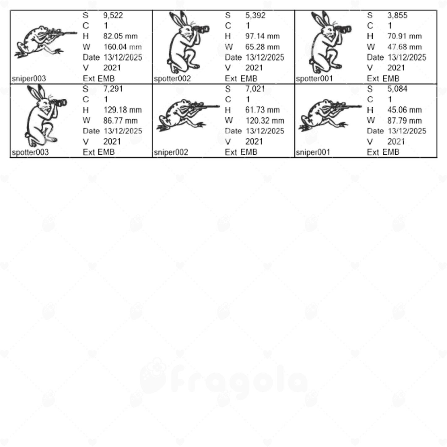 長銃戯画  刺繍データセット