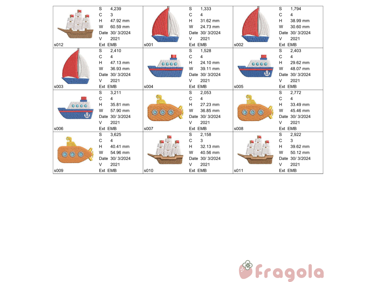 船のセット – embroidery fragola