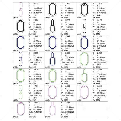 刺繍キーホルダーデータセット《縦長オーバル5種×4サイズ》