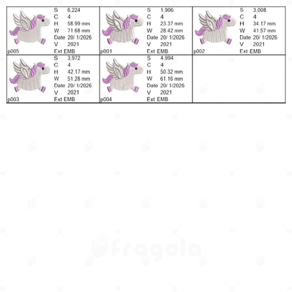 ペガサス刺繍データセット2（5サイズ）