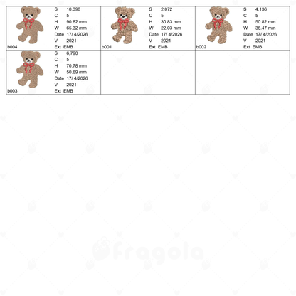 テディベア 刺繍データセット（4サイズ）