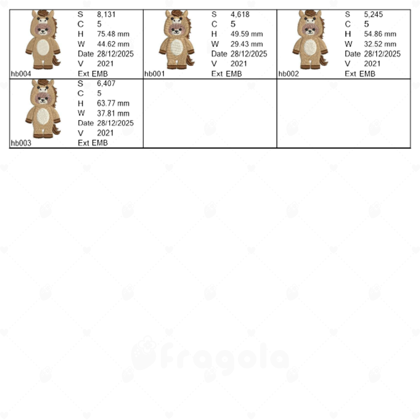 うまくま刺繍データセット（4サイズ）