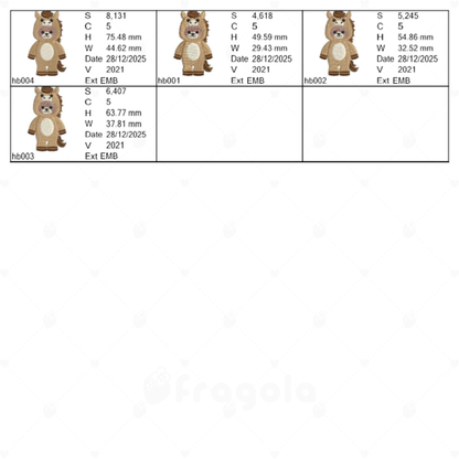 うまくま刺繍データセット（4サイズ）